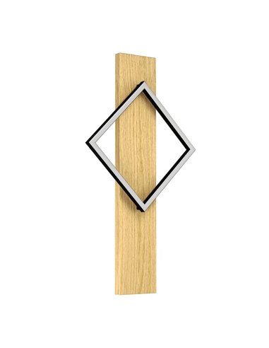 Aplique de pared LED moderno BOYAL 13W 1750Lm 3000K, negro/roble 305×560×75mm