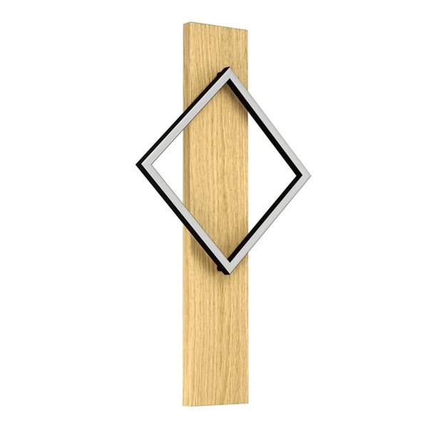 Aplique de pared LED moderno BOYAL 13W 1750Lm 3000K, negro/roble 305×560×75mm