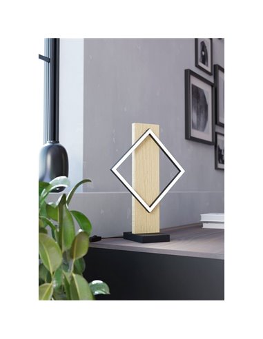 Lámpara de mesa LED con marco de madera y perfil cuadrado BOYAL 13W 1750Lm 3000K, negro/roble