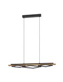 Suspension LED rustique BOYAL à profilés carrés, 40,5 W, 3 600 lm, 3 000 K, noir/bois, 1 010 mm