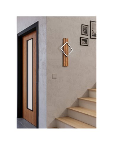Applique murale LED rustique BOYAL 13 W 1750 lm 3000 K, Noir/Bois 560 mm