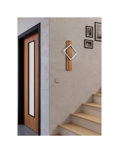 Applique murale LED rustique BOYAL 13 W 1750 lm 3000 K, Noir/Bois 560 mm