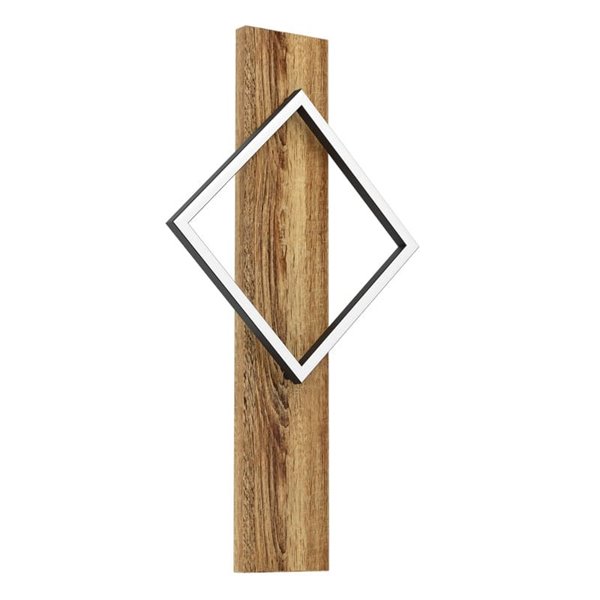 Aplique de pared LED BOYAL rústico 13W 1750Lm 3000K, negro/madera 560mm