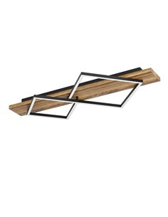 Lámpara de techo con 2 perfiles cuadrados LED BOYAL rústica 24W 1700Lm 3000K, negro/madera 780mm