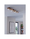 Lámpara de techo con 3 perfiles cuadrados LED BOYAL rústica 37,5W 5100Lm 3000K, negro/madera 1010mm
