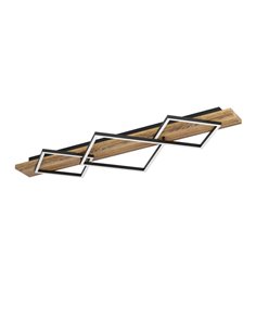 Lámpara de techo con 3 perfiles cuadrados LED BOYAL rústica 37,5W 5100Lm 3000K, negro/madera 1010mm