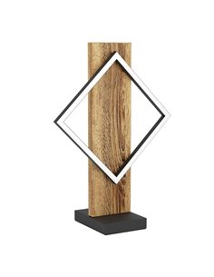 Lámpara de mesa con marco cuadrado LED BOYAL rústica 13W 1750Lm 3000K, negro/madera 425mm