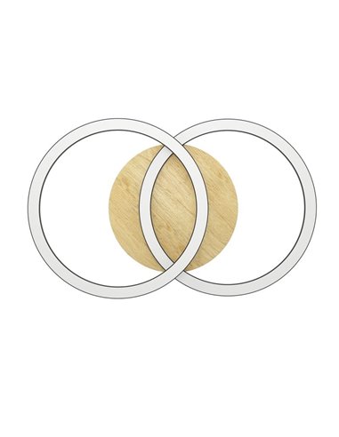 Plafón de techo LED inteligente 2 aros LOMALTAS-Z 20W 2300Lm CCT regulable, base madera 780mm