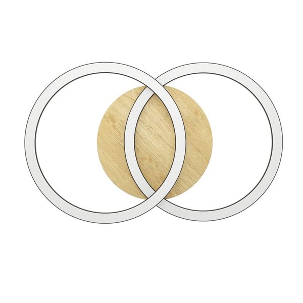 Plafonnier LED intelligent LOMALTAS-Z 20W 2300lm CCT avec 2 anneaux, intensité variable, base en bois 780mm