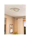 Plafonnier LED intelligent LOMALTAS-Z 20 W 2300 lm, 2 anneaux lumineux, dimmable, socle en bois 780 mm