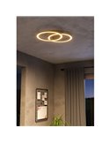 Plafón de techo LED inteligente 2 aros LOMALTAS-Z 20W 2300Lm CCT regulable, base madera 780mm