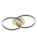 Plafón de techo LED inteligente 2 aros LOMALTAS-Z 20W 2300Lm CCT regulable, base madera 780mm