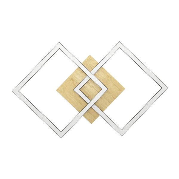 Plafonnier LED intelligent LOMALTAS-Z 30W 3600Lm CCT avec 2 spots carrés, dimmable, base en bois 980 mm