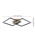 Plafón de techo LED inteligente con 2 cuadrados LOMALTAS-Z 30W 3600Lm CCT regulable, nbase madera 980mm