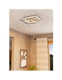 Plafón de techo LED inteligente con 2 cuadrados LOMALTAS-Z 30W 3600Lm CCT regulable, nbase madera 980mm