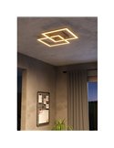 Plafón de techo LED inteligente con 2 cuadrados LOMALTAS-Z 30W 3600Lm CCT regulable, nbase madera 980mm