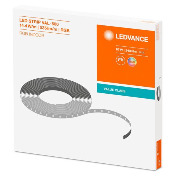 Bande LED RGB 24 V IP65/IP20 RGB-500 – 5 m de lumière multicolore, coupe à 10 cm