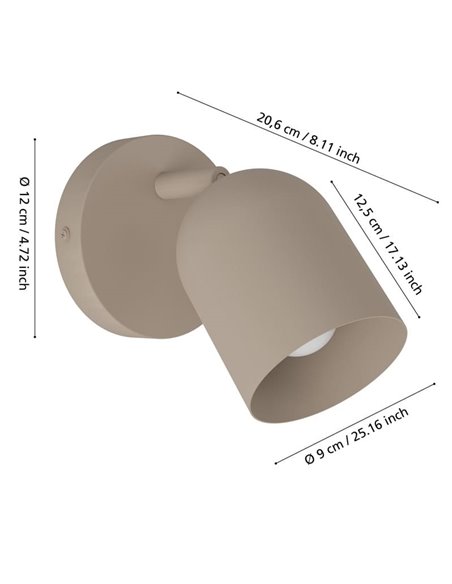 Aplique de pared con foco orientable minimalista TILSTON, E14 (no incl.) acero arena