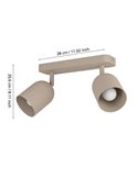 Regleta con 2 focos orientables TILSTON, E14 (no incl.), acero arena 280mm