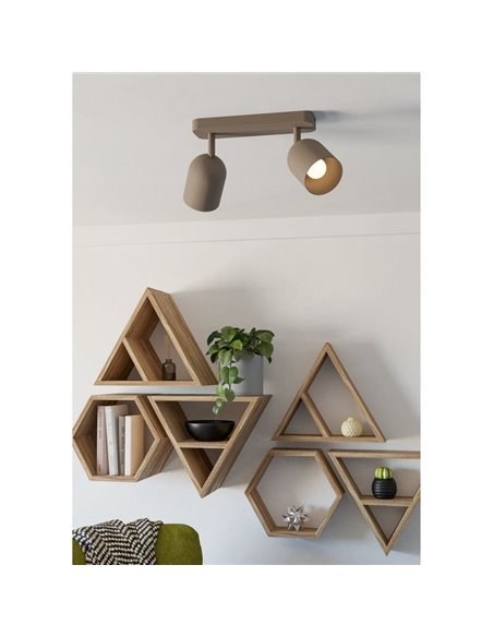 Réglette LED Tilston avec 2 spots orientables, culot E14 (non fourni), acier sablé 280 mm