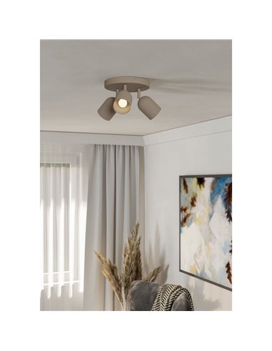 Regleta con 3 focos orientables TILSTON, E14 (no incl.) acero arena, 40W, 210mm