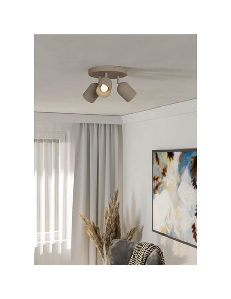 Regleta con 3 focos orientables TILSTON, E14 (no incl.) acero arena, 40W, 210mm