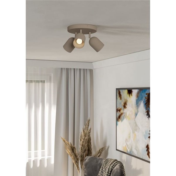 Regleta con 3 focos orientables TILSTON, E14 (no incl.) acero arena, 40W, 210mm