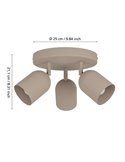 Regleta con 3 focos orientables TILSTON, E14 (no incl.) acero arena, 40W, 210mm