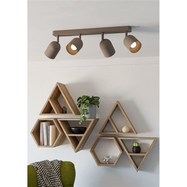 Regleta de techo con 4 focos E14 TILSTON, metal color arena, 4×40W, 720mm