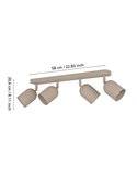 Regleta de techo con 4 focos E14 TILSTON, metal color arena, 4×40W, 720mm