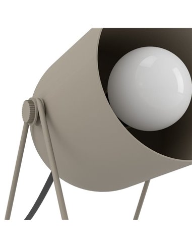 Luminária de mesa E14 TILSTON com foco ajustável, acabamento em metal cor areia, 145 mm de altura.