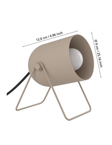 Luminária de mesa E14 TILSTON com foco ajustável, acabamento em metal cor areia, 145 mm de altura.