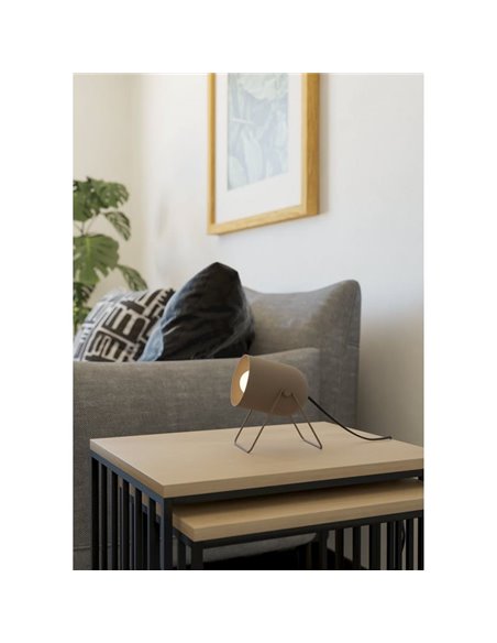 Lámpara de mesa con foco orientable E14 TILSTON, metal color arena, 145mm altura