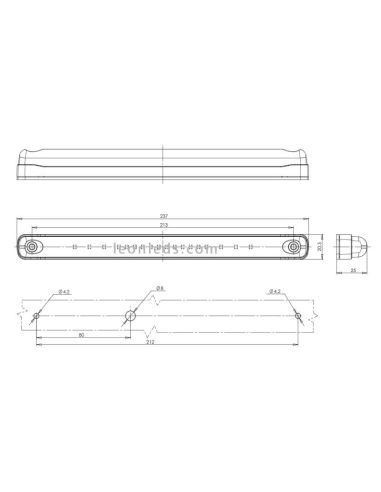 Dimensions Barre de LED d'avertissement ambre | Barre LED d'avertissement LED | Éclairage LeonLeds