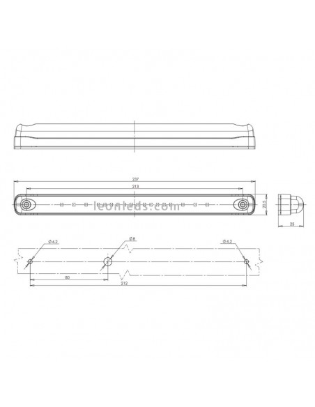 Dimensions Barre de LED d'avertissement ambre | Barre LED d'avertissement LED | Éclairage LeonLeds