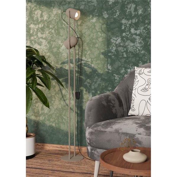Luminária de chão com 2 spots ajustáveis E14 TILSTON, metal cor areia, 2×40W, 1425mm