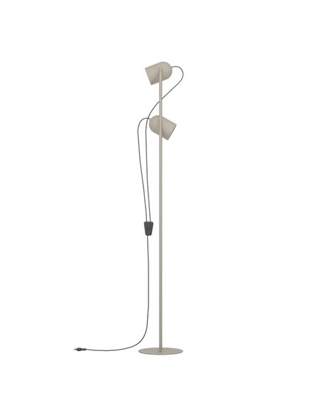 Lampadaire avec 2 spots orientables E14 TILSTON, métal couleur sable, 2×40W, 1425 mm