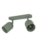 Regleta con 2 focos orientables TILSTON E14 (no incl), verde musgo 280×80×205mm