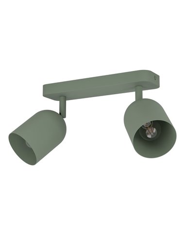 Regleta con 2 focos orientables TILSTON E14 (no incl), verde musgo 280×80×205mm