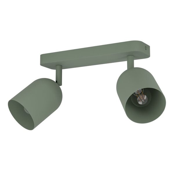 Regleta con 2 focos orientables TILSTON E14 (no incl), verde musgo 280×80×205mm