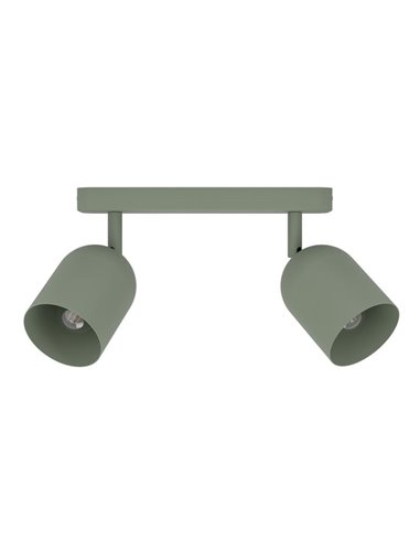 Regleta con 2 focos orientables TILSTON E14 (no incl), verde musgo 280×80×205mm