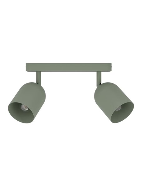Regleta con 2 focos orientables TILSTON E14 (no incl), verde musgo 280×80×205mm