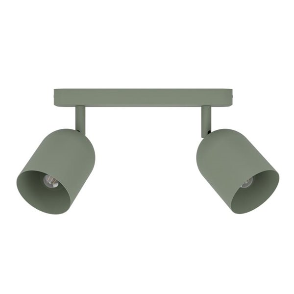 Regleta con 2 focos orientables TILSTON E14 (no incl), verde musgo 280×80×205mm