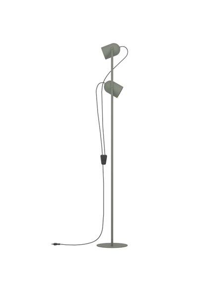 Lámpara de pie con 2 focos orientables TILSTON, E14 (no incl.) verde musgo 130×125×1425mm