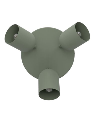 Plafón de techo redondo con 3 focos TILSTON E14 (no incl.) 3×40W, verde musgo Ø280×100 mm