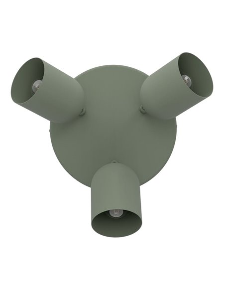 Plafón de techo redondo con 3 focos TILSTON E14 (no incl.) 3×40W, verde musgo Ø280×100 mm
