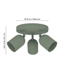 Plafón de techo redondo con 3 focos TILSTON E14 (no incl.) 3×40W, verde musgo Ø280×100 mm