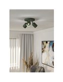 Luminária de teto redonda com 3 spots TILSTON E14 (não incluídos) 3×40W, verde musgo Ø280×100 mm