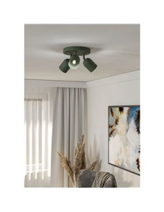Plafonnier rond avec 3 spots TILSTON E14 (non inclus) 3×40W, vert mousse Ø280×100 mm 2