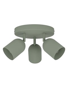 Luminária de teto redonda com 3 spots TILSTON E14 (não incluídos) 3×40W, verde musgo Ø280×100 mm